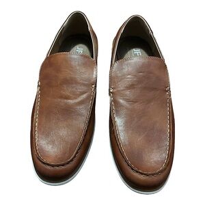NWT JF J. Ferrar Essex Cognac Brown Slip-on Loafers Men's Size 12 White Sole